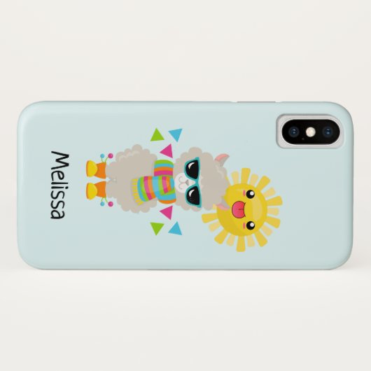 Cool Llama en Smiling Kawaii Sun Case-Mate iPhone Case (Achterkant (horizontaal))