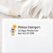 Cool Llama en Smiling Kawaii Sun Etiket (Insitu)