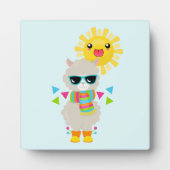 Cool Llama en Smiling Kawaii Sun Fotoplaat (Voorkant)