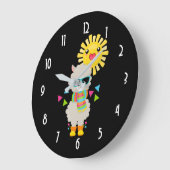 Cool Llama en Smiling Kawaii Sun Grote Klok (Hoek)