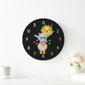 Cool Llama en Smiling Kawaii Sun Grote Klok (Huis)