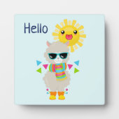 Cool Llama en Smiling Kawaii Sun Hallo Fotoplaat (Voorkant)