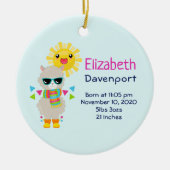 Cool Llama en Smiling Kawaii Sun Keramisch Ornament (Voorkant)