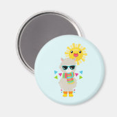 Cool Llama en Smiling Kawaii Sun Magneet (Voorkant / Achterkant)