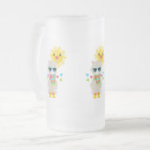 Cool Llama en Smiling Kawaii Sun Matglas Bierpul (Voorkant links)