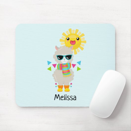 Cool Llama en Smiling Kawaii Sun Muismat (Met muis)