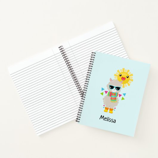 Cool Llama en Smiling Kawaii Sun Notitieboek (Binnen)