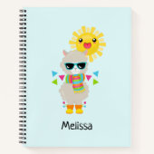 Cool Llama en Smiling Kawaii Sun Notitieboek (Voorkant)