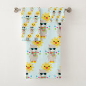 Cool Llama en Smiling Kawaii Sun Pattern Bad Handdoek (Insitu)