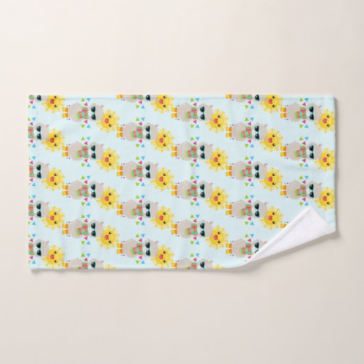 Cool Llama en Smiling Kawaii Sun Pattern Bad Handdoek (Handdoek)