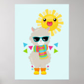 Cool Llama en Smiling Kawaii Sun Poster (Voorkant)