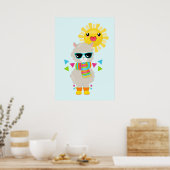Cool Llama en Smiling Kawaii Sun Poster (Keuken)