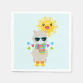 Cool Llama en Smiling Kawaii Sun Servet (Voorkant)