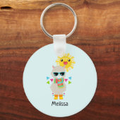 Cool Llama en Smiling Kawaii Sun Sleutelhanger (Voorkant)