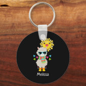 Cool Llama en Smiling Kawaii Sun Sleutelhanger (Voorkant)