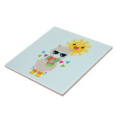 Cool Llama en Smiling Kawaii Sun Tegeltje (Zijkant)