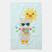 Cool Llama en Smiling Kawaii Sun Theedoek (Verticaal)