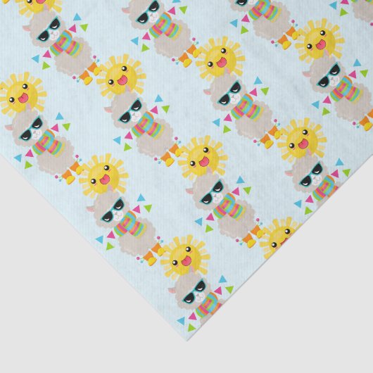 Cool Llama en Smiling Kawaii Sun Tissuepapier (Detail)