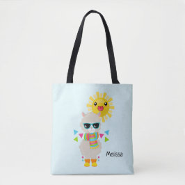 Cool Llama en Smiling Kawaii Sun Tote Bag
