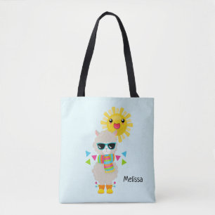 Cool Llama en Smiling Kawaii Sun Tote Bag