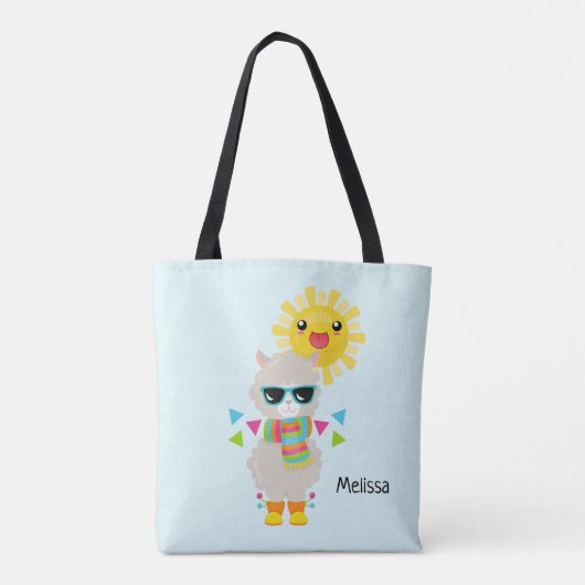 Cool Llama en Smiling Kawaii Sun Tote Bag (Achterkant)