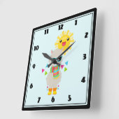 Cool Llama en Smiling Kawaii Sun Vierkante Klok (Hoek)