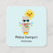 Cool Llama en Smiling Kawaii Sun Vierkante Visitekaartje (Voorkant)