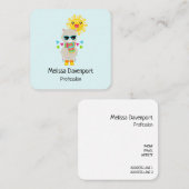 Cool Llama en Smiling Kawaii Sun Vierkante Visitekaartje (Voorkant / Achterkant)