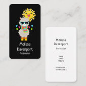 Cool Llama en Smiling Kawaii Sun Visitekaartje (Voorkant / Achterkant)