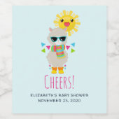 Cool Llama en Smiling Kawaii Sun Wijn Etiket (Enkel label)
