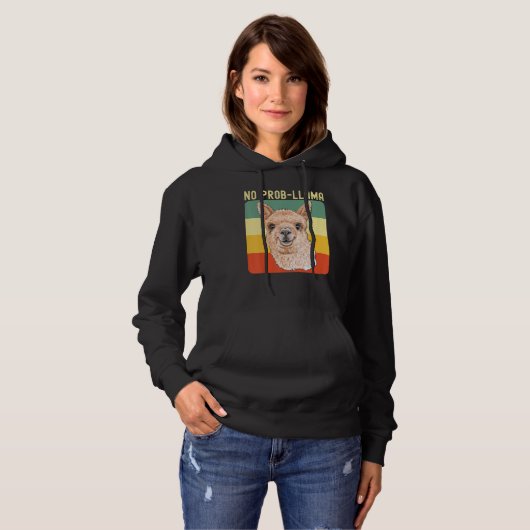 Cool Llama For Men Women No Prob Llama Alpaca Farm Hoodie (Voorkant volledig)