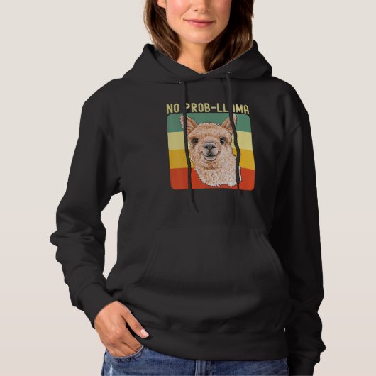 Cool Llama For Men Women No Prob Llama Alpaca Farm Hoodie (Voorkant)