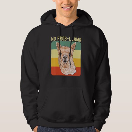 Cool Llama For Men Women No Prob Llama Alpaca Farm Hoodie (Voorkant)