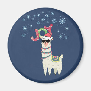 Cool Llama in Santa Hat met sneeuwvlokken Magneet