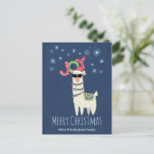 Cool Llama in Santa Hat met Snowflakes kerst Briefkaart (Staand voorkant)