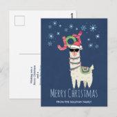 Cool Llama in Santa Hat met Snowflakes kerst Briefkaart (Voorkant / Achterkant)