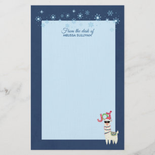Cool Llama in Santa Hat met Snowflakes kerst Briefpapier