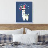 Cool Llama in Santa Hat met Snowflakes kerst Canvas Afdruk (Insitu (Slaapkamer))
