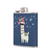 Cool Llama in Santa Hat met Snowflakes kerst Heupfles (Links)