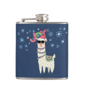 Cool Llama in Santa Hat met Snowflakes kerst Heupfles (Voorkant)
