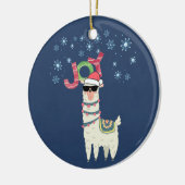 Cool Llama in Santa Hat met Snowflakes kerst Keramisch Ornament (Links)
