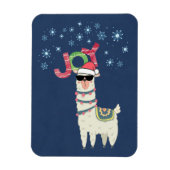 Cool Llama in Santa Hat met Snowflakes kerst Magneet (Verticaal)