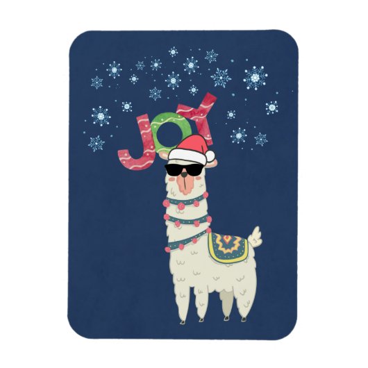 Cool Llama in Santa Hat met Snowflakes kerst Magneet (Verticaal)