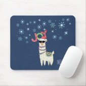 Cool Llama in Santa Hat met Snowflakes kerst Muismat (Met muis)