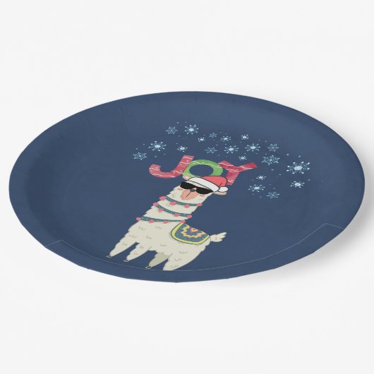 Cool Llama in Santa Hat met Snowflakes kerst Papieren Bordje (Gekanteld)