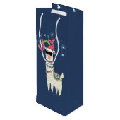 Cool Llama in Santa Hat met Snowflakes kerst Wijn Cadeautas (Achterkant Gekanteld)