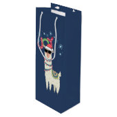 Cool Llama in Santa Hat met Snowflakes kerst Wijn Cadeautas (Voorkant Gekanteld)