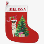 Cool Llama | Kerstboom met Cadeau Grote Kerstsok (Voorkant)