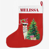 Cool Llama | Kerstboom met Cadeau Grote Kerstsok (Achterkant)