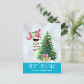 Cool Llama op Silver Bokeh en Icy Blue Kerstmis Briefkaart (Staand voorkant)
